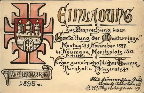 Hamburg Wappen Einladung Turnen