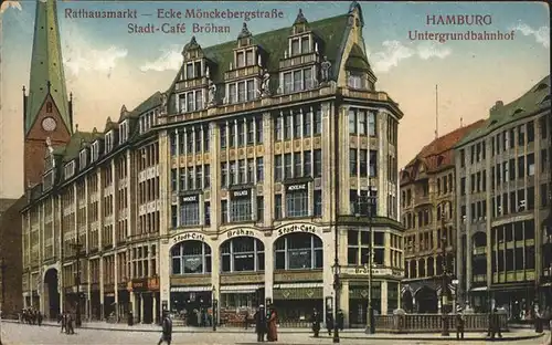 Hamburg Untergrundbahnhof Rathausmarkt Stadt Cafe Broehan