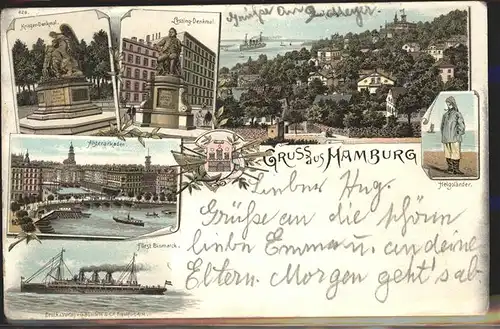 Hamburg Lessing Denkmal Krieger Denkmal Alsterakarden Schiff 