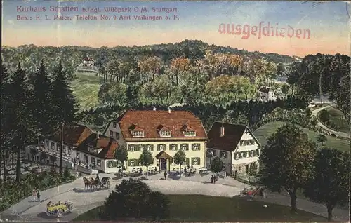 Stuttgart Kurhaus Schatten Stempel auf AK