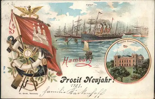 Hamburg Neujahrskarte 1901 Kat. Hamburg