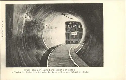 Berlin Tunnelbahn unter der Spree Metro U Bahn Treptow Kat. Berlin