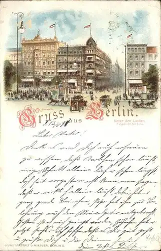 Berlin Unter den Linden Friedrichstrasse Kutsche  Kat. Berlin