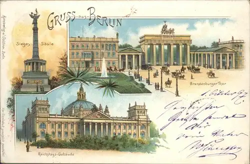 Berlin Siegessaeule Brandenburger Tor Reichstag Kutsche Kat. Berlin