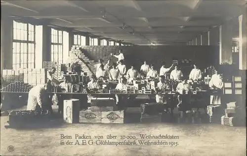 Berlin AEG Gluehlampenfabrik Weihnachten 1915 Kat. Berlin