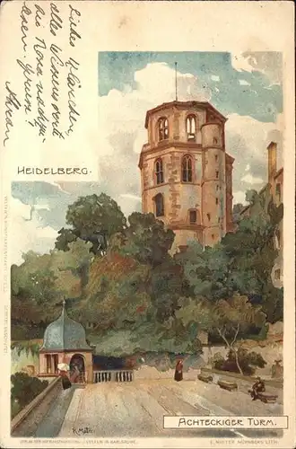 Heidelberg Achteckiger Turm Kuenstlerkarte Kat. Heidelberg