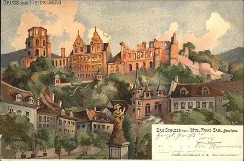 Heidelberg Schloss Kuenstlerkarte Kat. Heidelberg