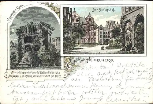 Heidelberg Schlosshof Gesprengter Thurm Kat. Heidelberg