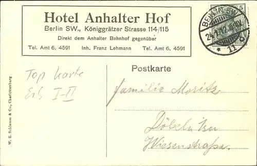 Berlin Hotel Anhalter Hof Kat. Berlin