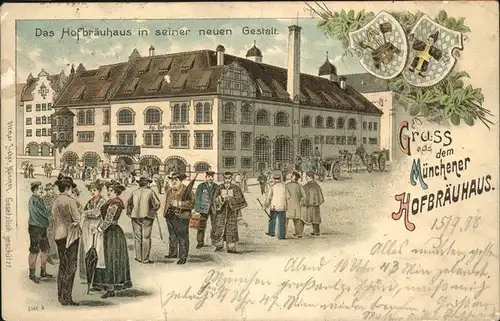 Muenchen Hofbraeuhaus Stadtwappen Tracht Dirndel Kat. Muenchen