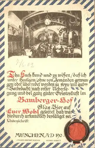 Bamberg Bamberger Hof Wappen Kat. Bamberg