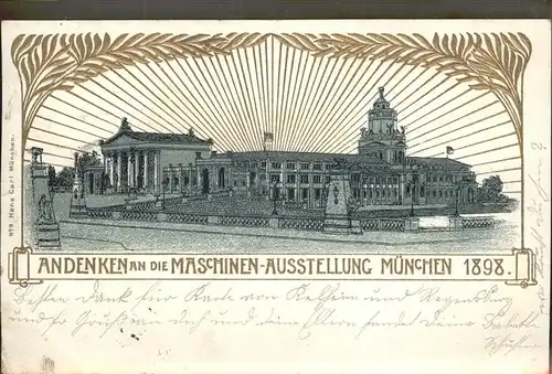 Muenchen Maschinen Ausstellung 1898 Praegedruck Kat. Muenchen