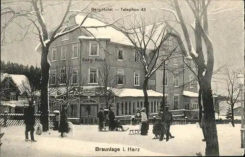Braunlage i. Harz Berg Hotel Winter Schlitten Kat. Braunlage