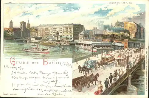 Berlin Bruecke Schiff Kutsche  Kat. Berlin