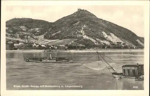 Wien Grosse Donau Kahlenberg Leopoldsberg Schiff 