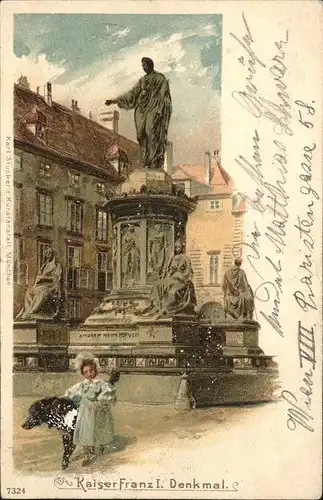 Wien Kaiser Franz Denkmal  Kind Hund 