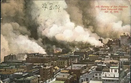 San Francisco California Burning 1906 from Telegraph Hill / San Francisco /