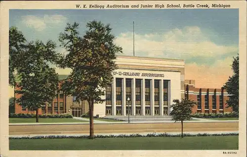 Battle Creek Michigan Junior High School Kellogg Auditorium Kat. Battle Creek