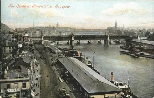 Glasgow Clyde Broomielaw Bruecke Schiff  Kat. Glasgow City