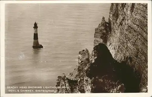 aw09298 Eastbourne Sussex Beachy Head Showing Lighthouse Devils Chimney  Kategorie. Eastbourne Alte Ansichtskarten