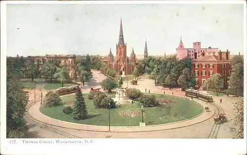 Washington DC Thomas Circle Strassenbahn Kutsche  Kat. Washington