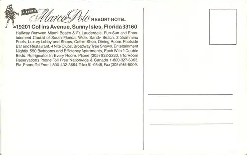 Florida Resort Hotel  Collins Avenue Sunny Isles Kat. Florida