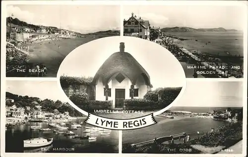 Lyme Regis Umbrella Cottage Harbour Beach Golden Cap Kat. West Dorset