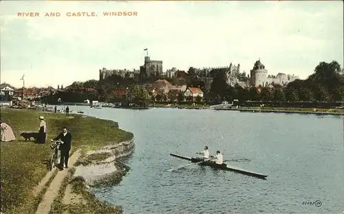 aw17131 Windsor Castle River and Castle Boot Kategorie. United Kingdom Alte Ansichtskarten