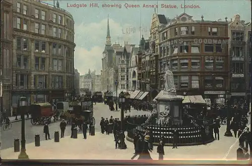 London Ludgate Hill Quenn Anne s Statue Kat. City of London