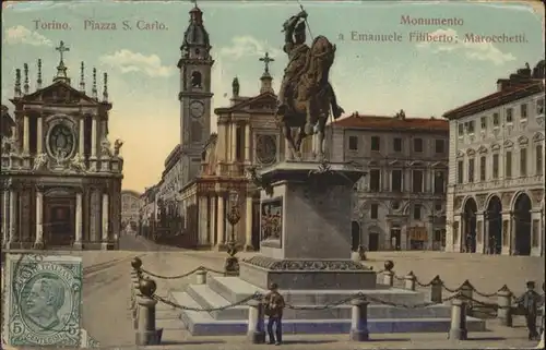 Torino Piazza S Carlo Monumento Emanuele Filiberto Marocchetti x