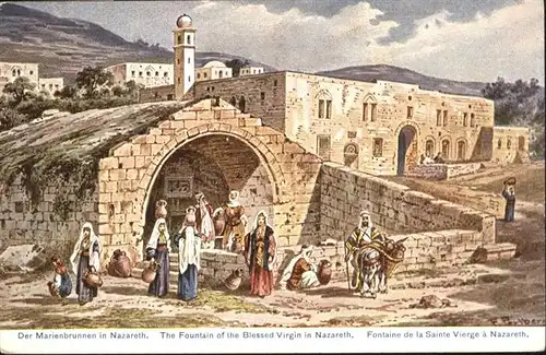 Nazareth Israel Fountain of Blessed Virgin Kuenstler F Perlberg / Nazareth Illit /