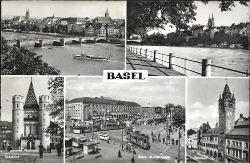 Basel BS Spalentor Rathaus Mustermesse Bruecke Schiff / Basel /Bz. Basel Stadt City