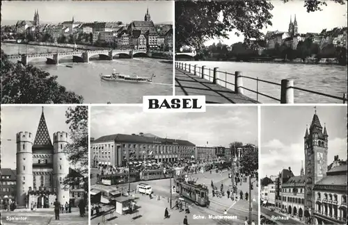 Basel BS Rathaus Spalentor Bruecke Schiff Mustermesse Strassenbahn / Basel /Bz. Basel Stadt City