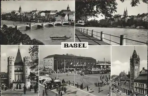 Basel BS Bruecke Schiff Strassenbahn / Basel /Bz. Basel Stadt City