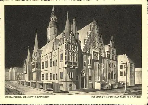 Breslau Niederschlesien Rathaus  Kuenstler R Mideck / Wroclaw /