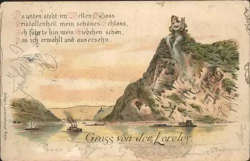 Meerjungfrau Mermaid Felsen Nixe Rhein Gedicht / Maerchen und Sagen /