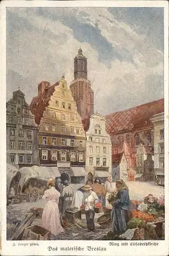 Breslau Niederschlesien Elisabeth Kirche Kuenstler Langer / Wroclaw /