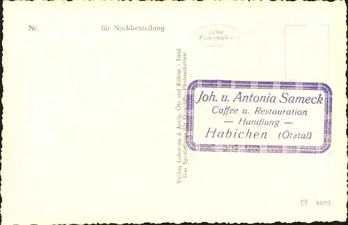 Habichen Cafe Johann Antonia Sameck / Umhausen /Tiroler Oberland