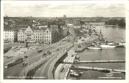 Stockholm Bruecke Schiff Strassenbahn Fliegeraufnahme  / Stockholm /