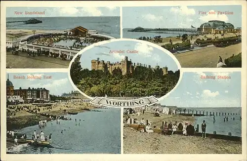 Worthing West Sussex Pier Pavillon Bathing Station Beach  Arundel Castle / Worthing /West Sussex