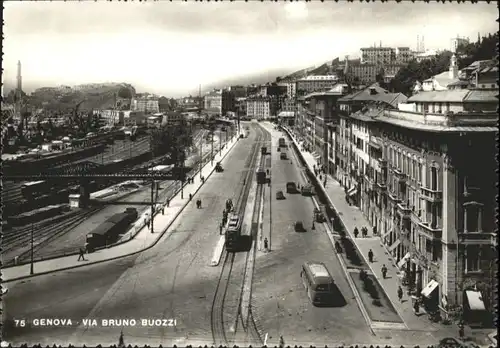 Genova Genua Liguria Genova Via Bruno Buozzi Strassenbahn Bruecke * / Genova /