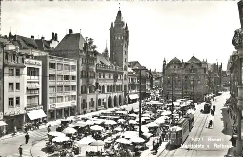 Basel BS Basel Marktplatz Rathaus Strassenbahn * / Basel /Bz. Basel Stadt City