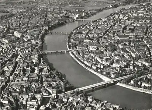 Basel BS Basel Fliegeraufnahme vier Rheinbruecken * / Basel /Bz. Basel Stadt City