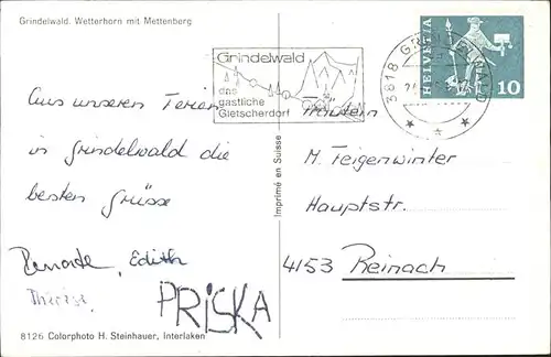 hw00220 Grindelwald Wetterhorn Mettenberg Kategorie. Grindelwald Alte Ansichtskarten