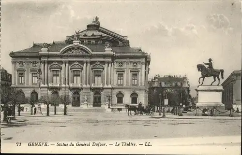 Geneve Statue General Dufour Theater Kutsche  Kat. Geneve