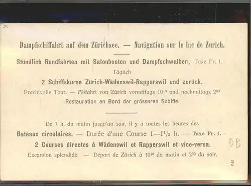 Zuerichsee Dampfschifffahrt / Zuerich /Bz. Zuerich City