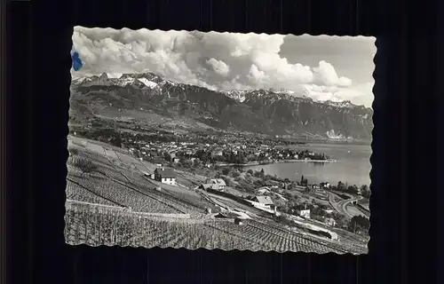 Vevey VD Gesamtansicht Alpes vaudoises Kat. Vevey