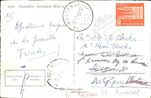 hw01981 Chandolin VS Gesamtansicht Kategorie. Chandolin Alte Ansichtskarten