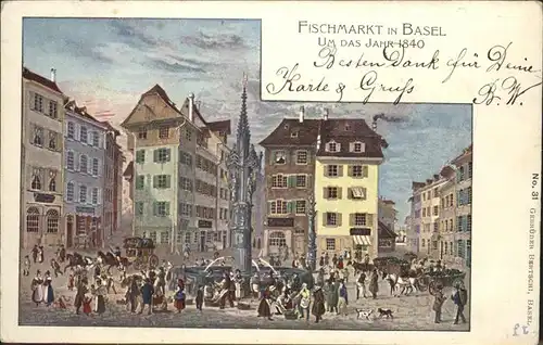 Basel Fischmarkt 1840 Kat. Basel