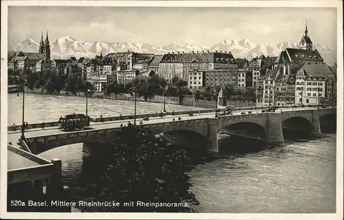 Basel Mittlere Rheinbruecke Strassenbahn  Kat. Basel